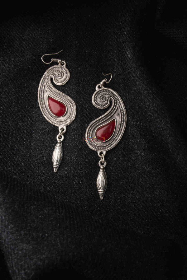 Image for Kessa Kpe03 Turkish Circular Tribal Drop Earrings 1 Closeup