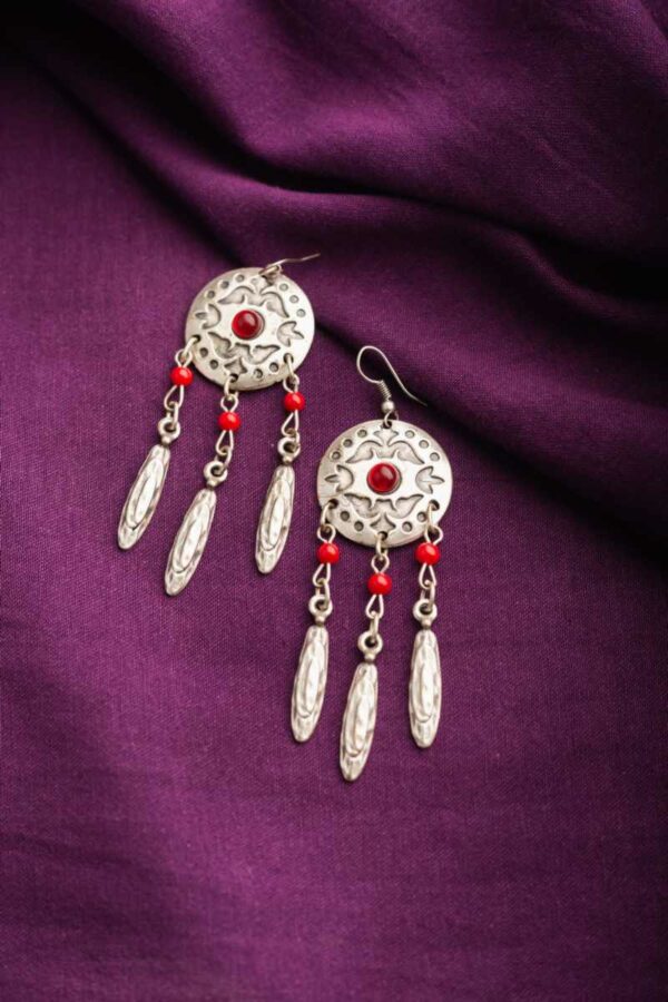 Image for Kessa Kpe05 Turkish Circular Multi Stone Tribal Earrings Front