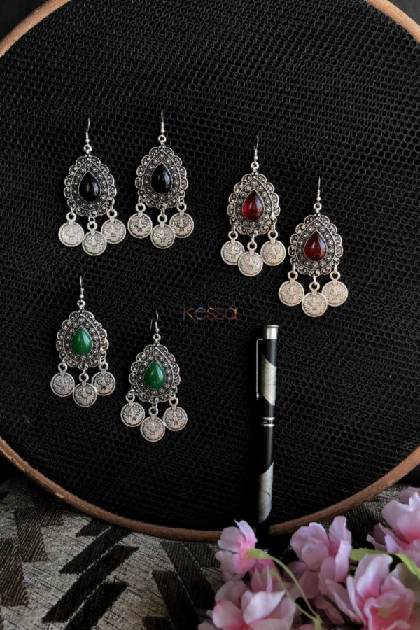 Image for Kessa Kpe06 Turkish Multi Stone Oval Earrings