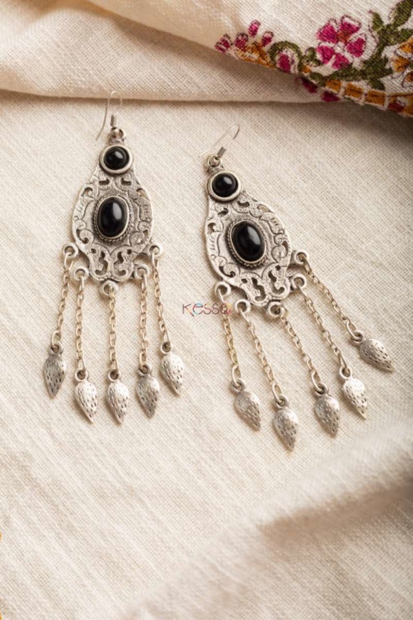 Image for Kessa Kpe09 Turkish Red Stone Chain Earrings Featured