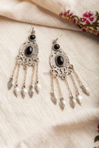 Image for Kessa Kpe09 Turkish Red Stone Chain Earrings Front
