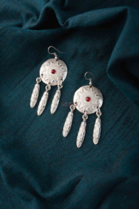 Image for Kessa Kpe13 Turkish Circular Tribal Boho Earrings 1 Closeup