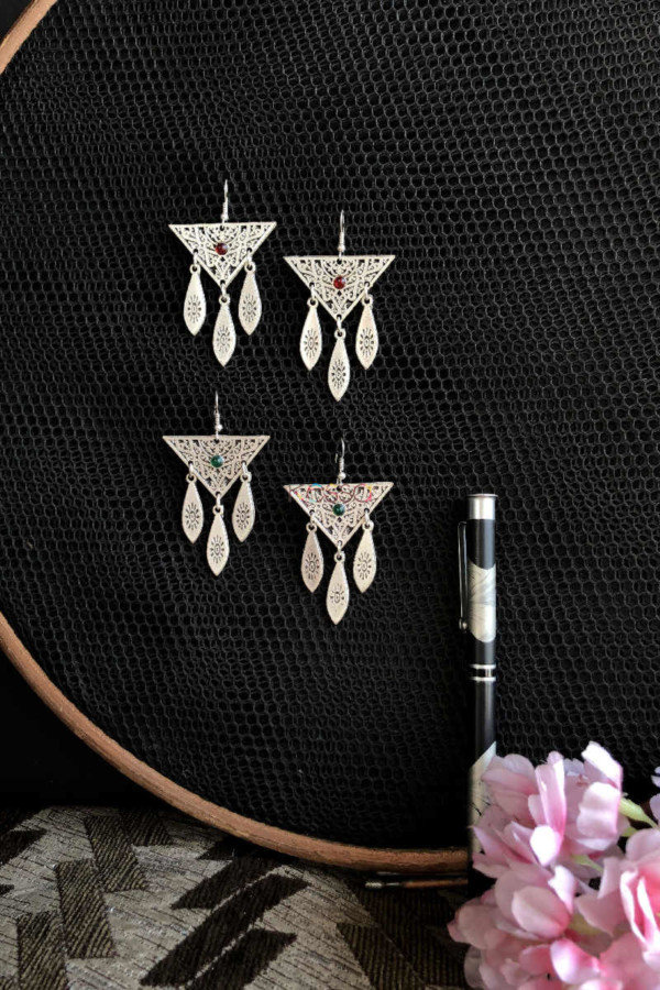 Image for Kessa Kpe137 Turkish Triangle Tribal Boho Earrings