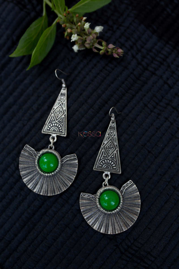 Image for Kessa Kpe148 Turkish Circular Tribal Drop Boho Earrings