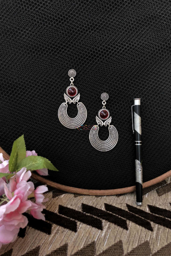 Image for Kessa Kpe15 Turkish Circular Red Stone Earrings