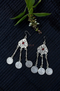 Image for Kessa Kpe150 Turkish Tribal Boho Chain Drop Earrings Red