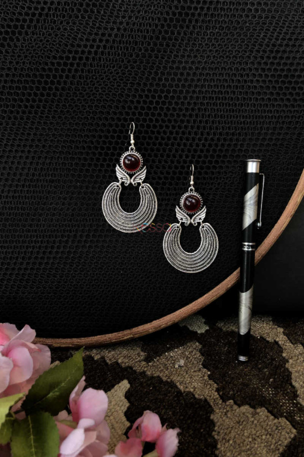 Image for Kessa Kpe16 Turkish Circular Red Stone Earrings