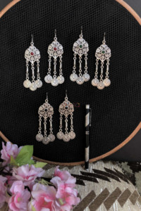 Image for Kessa Kpe26 Turkish Circular Tribal Boho Chain Earrings