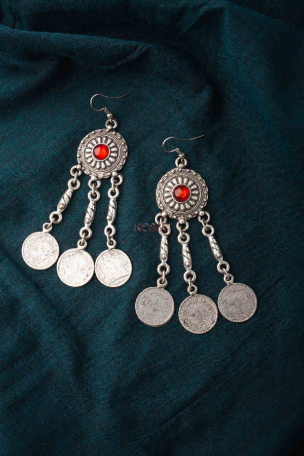 Image for Kessa Kpe33 Turkish Tribal Boho Oval Coin Earrings 1 Featured