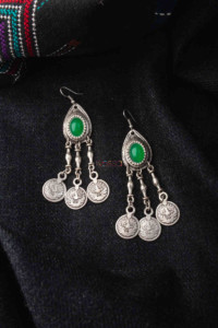 Image for Kessa Kpe34 Turkish Oval Multi Stone Earrings 1 Green