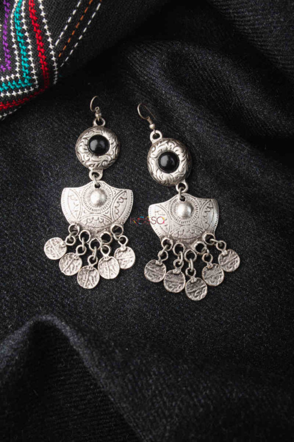 Image for Kessa Kpe42 Turkish Circular Coin Earrings1 1 Black