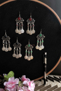 Image for Kessa Kpe46 Turkish Circular Multi Stone Chain Earrings