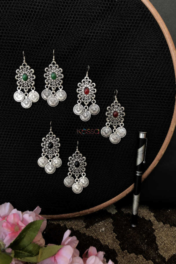 Image for Kessa Kpe62 Turkish Circular Tribal Boho Coin Earrings