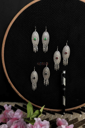 Image for Kessa Kpe71 Turkish Oval Tribal Boho Earrings