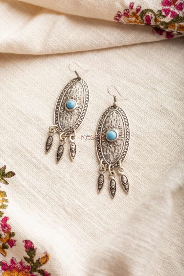 Image for Kessa Kpe71 Turkish Oval Tribal Boho Earrings Featured