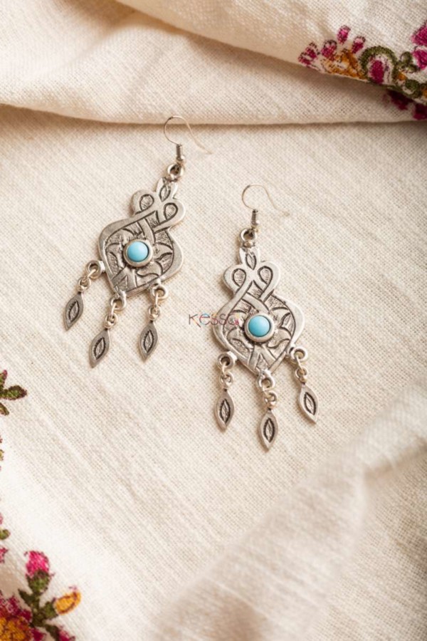 Image for Kessa Kpe75 Turkish Stone Tribal Boho Earrings Featured