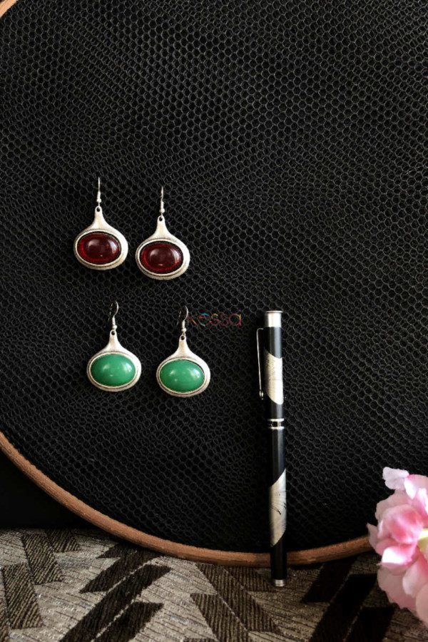 Image for Kessa Kpe84 Turkish Oval Tribal Boho Earrings