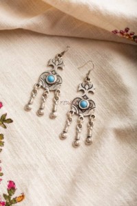 Image for Kessa Kpe90 Turkish Circular Tribal Boho Coin Earrings Front