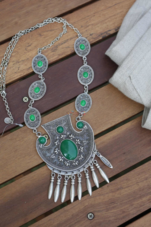 Image for Kessa Kpn118 Turkish Green Multi Stone Necklace Look