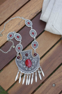 Image for Kessa Kpn119 Turkish Red Multi Stone Necklace Look