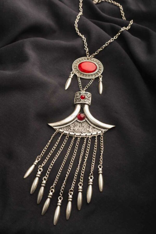 Image for Kessa Kpn66 Turkish Circular Pendant Red Stone Necklace Featured