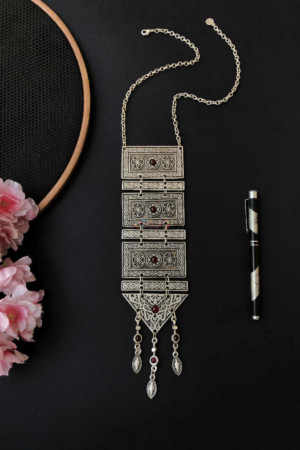 Image for Kessa Kpn80 Turkish Multi Shape Red Stone Tribal Boho Necklace
