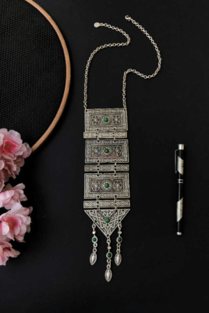 Image for Kessa Kpn81 Turkish Multi Shape Green Stone Tribal Boho Necklace