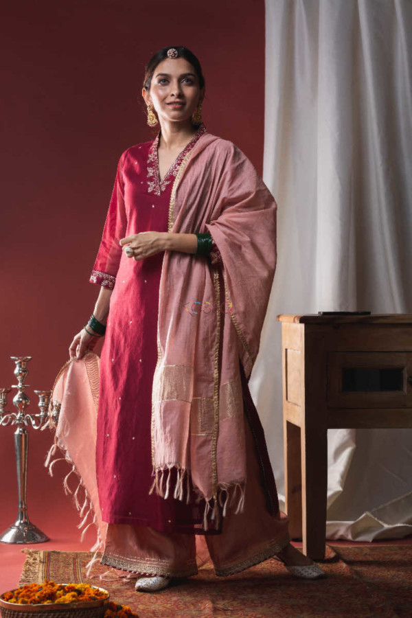 Image for Kessa Ws634 Persian Plum Red Upada Silk Complete Set Look