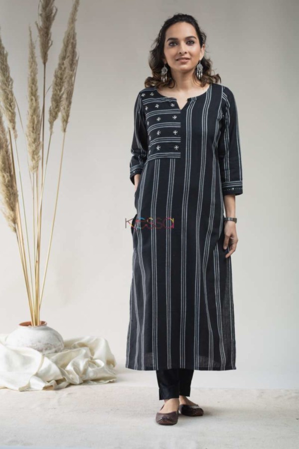 Image for Kessa Ws639 Black South Cotton Straight Fit Kurta Featured