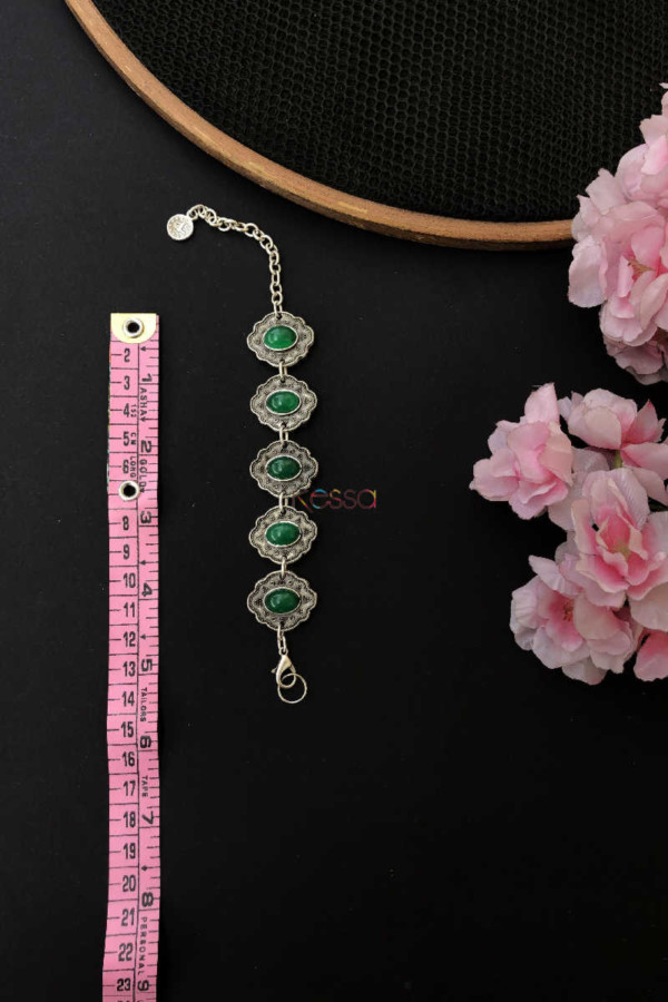 Image for Kph13 Turkish Green Multi Stone Oval Bracelet