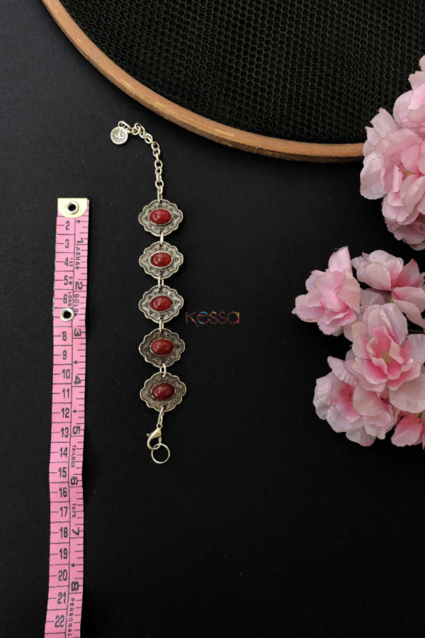 Image for Kph14 Turkish Red Multi Stone Oval Bracelet