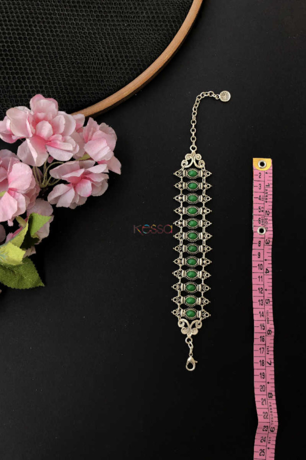 Image for Kph19 Turkish Green Multi Stone Chain Bracelet