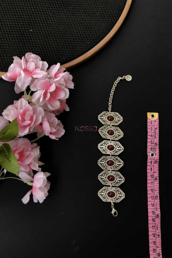 Image for Kph23 Turkish Rectangle Red Multi Stone Bracelet