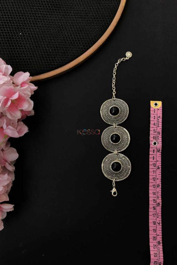 Image for Kph24 Turkish Circular Black Multi Stone Bracelet