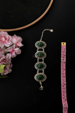 Image for Kph34 Turkish Green Multi Stone Chain Bracelet