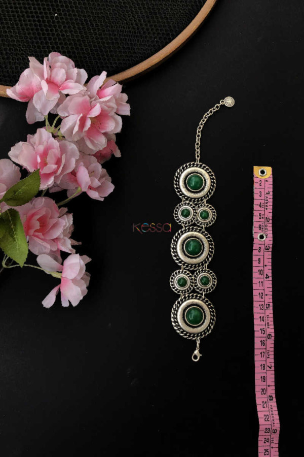 Image for Kph38 Turkish Circular Green Multi Stone Tribal Bracelet