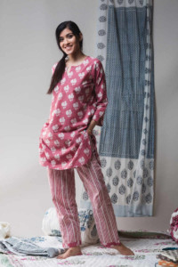 Image for Kessa De55 Cadillac Cotton Jammies Set With Side Pockets Look