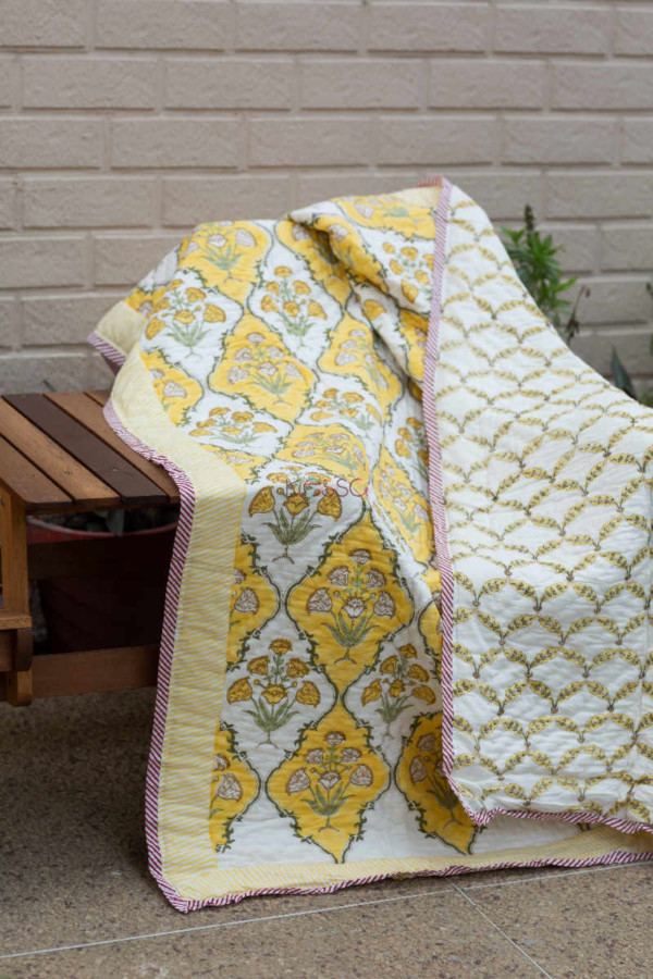 Image for Kessa Kaq103 Golden Grass Single Bed Quilt Featured
