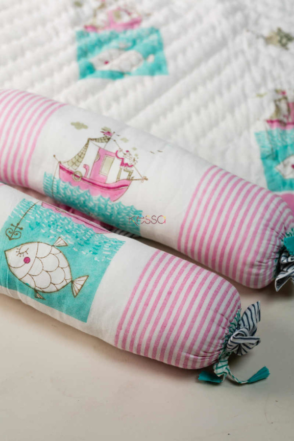 Image for Kessa Kaq105 Ship Print Baby Quilt Set Bolsters