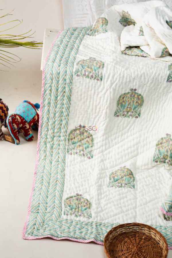 Image for Kessa Kaq107 Oxley Green Double Bed Quilt Featured