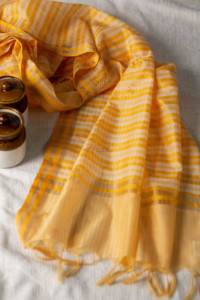 Image for Kessa Msdupatta10 Striped Chanderi Zari Dupatta Yellow