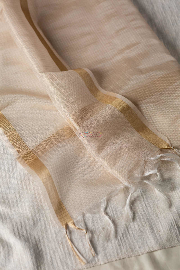 Image for Kessa Msdupatta14 Kota Tissue With Gold Zari Dupatta Closeup