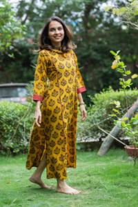 Image for Kessa Wa332a Dhoop Yellow Ajrakh Printed Kurta With Mirror Work 2 Look