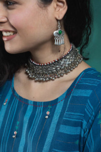 Image for Kessa Ws651 Varuna South Cotton Kurta With Hand Kantha Work Earring