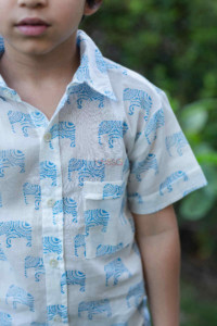 Image for Kessa Dek13 Mughal Elephant Print Boy Shirt 1 Closeup