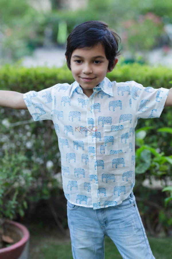 Image for Kessa Dek13 Mughal Elephant Print Boy Shirt 1 Look