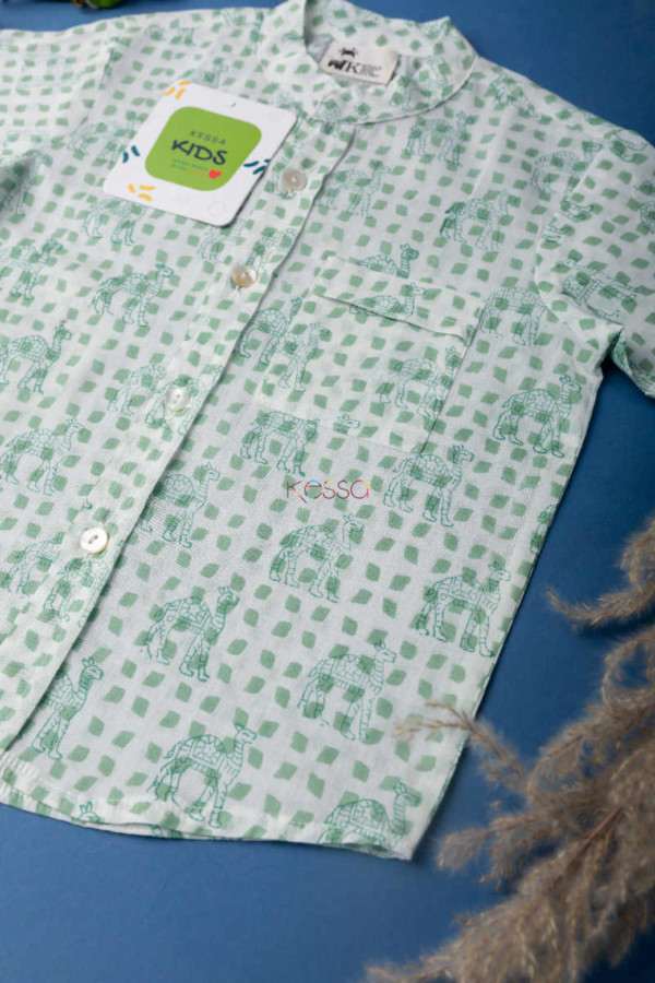 Image for Kessa Dek17 Summer Green Toddler Jammies Set Closeup