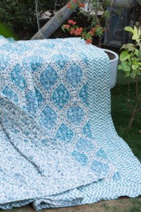 Image for Kessa Kaq113 Boston Blue Double Bed Quilt Look