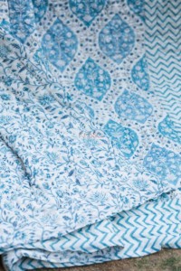 Image for Kessa Kaq113 Boston Blue Double Bed Quilt Side