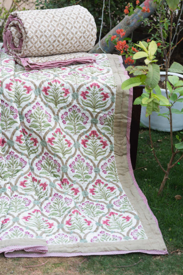 Image for Kessa Kaq114 Flax Smoke Single Bed Quilt Look